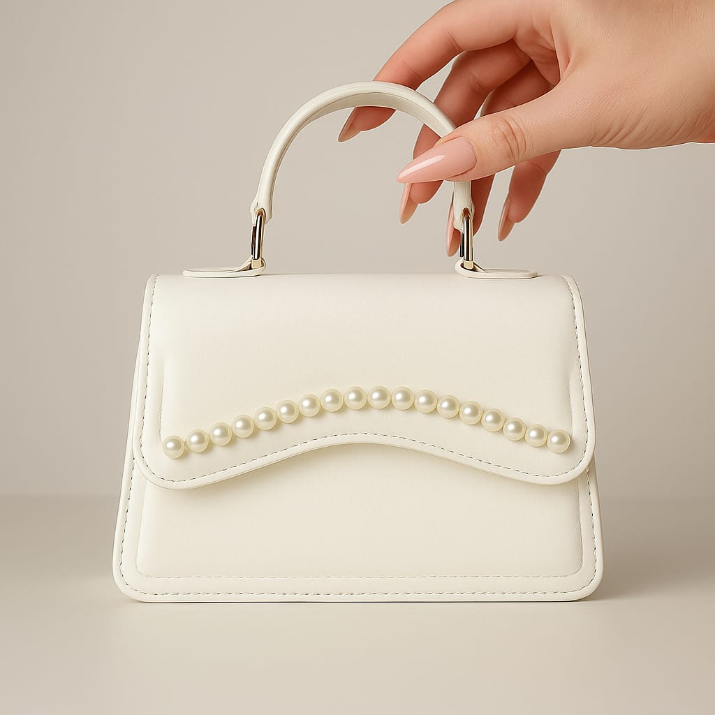 SAC PERLA – Élégance Blanche | Détails Bijoux OMAELLE
