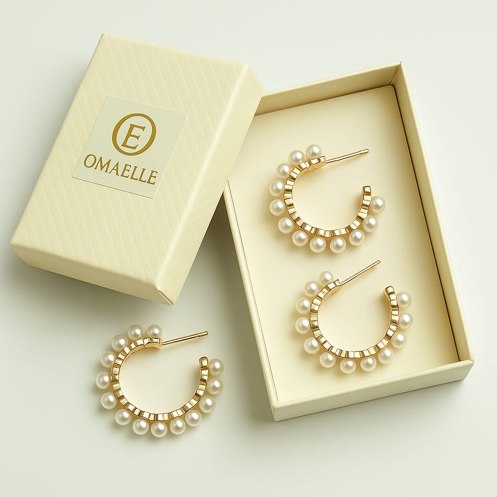 Créoles Dorées à Perles Blanches – OMAELLE